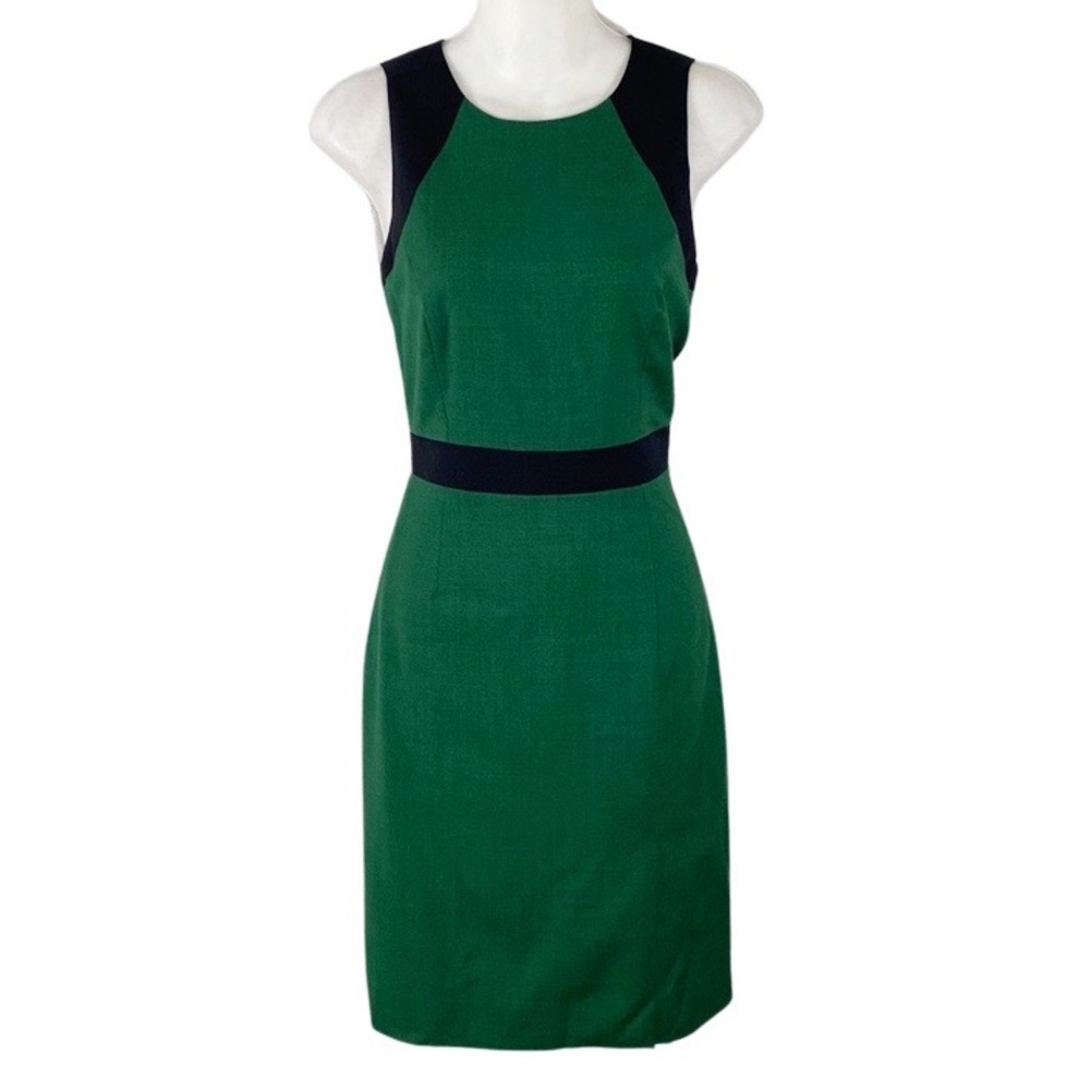 J. Crew Green and Black Sleeveless Sheath Dress